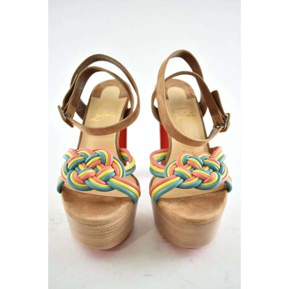Christian Louboutin Ella 130 Brown Red Ankle Strap Platform Sandal Heel Pump 36 - Picture 6 of 12